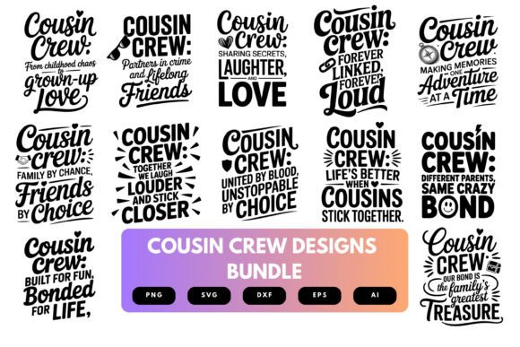 Cousin Crew SVG Bundle: A Playful Design for Real Embroidery Projects